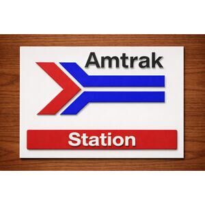 Amtrak Train Station Sign Passenger Railroad Travel USA